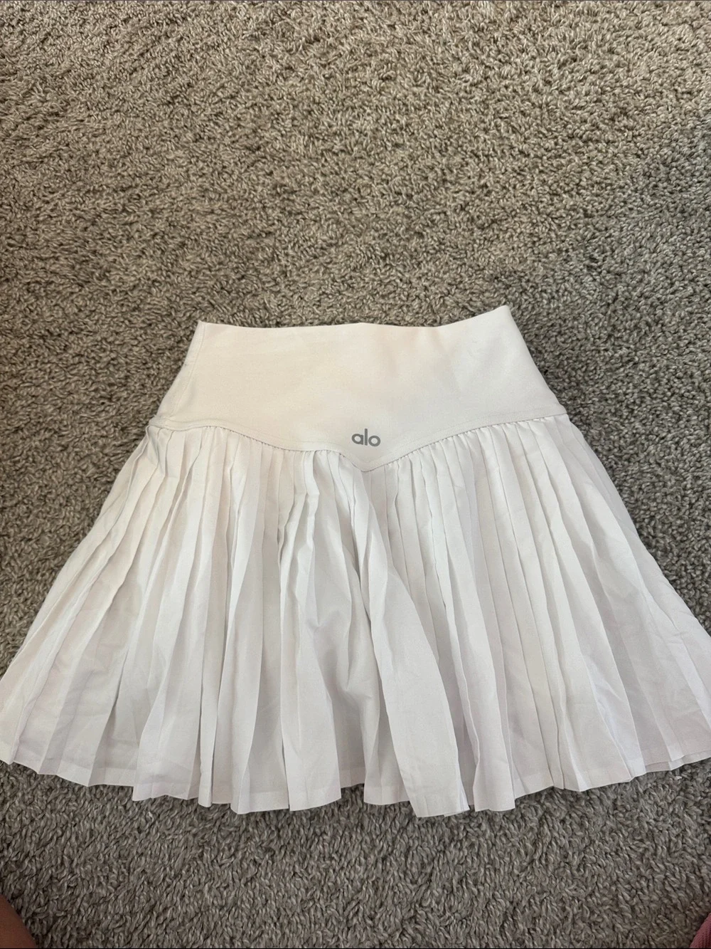 ALO Yoga White Pleated Circle Skirt
